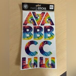 Mambi Tie-Dye Alphabet Sticker Sheet 87 - Rainbow Colors